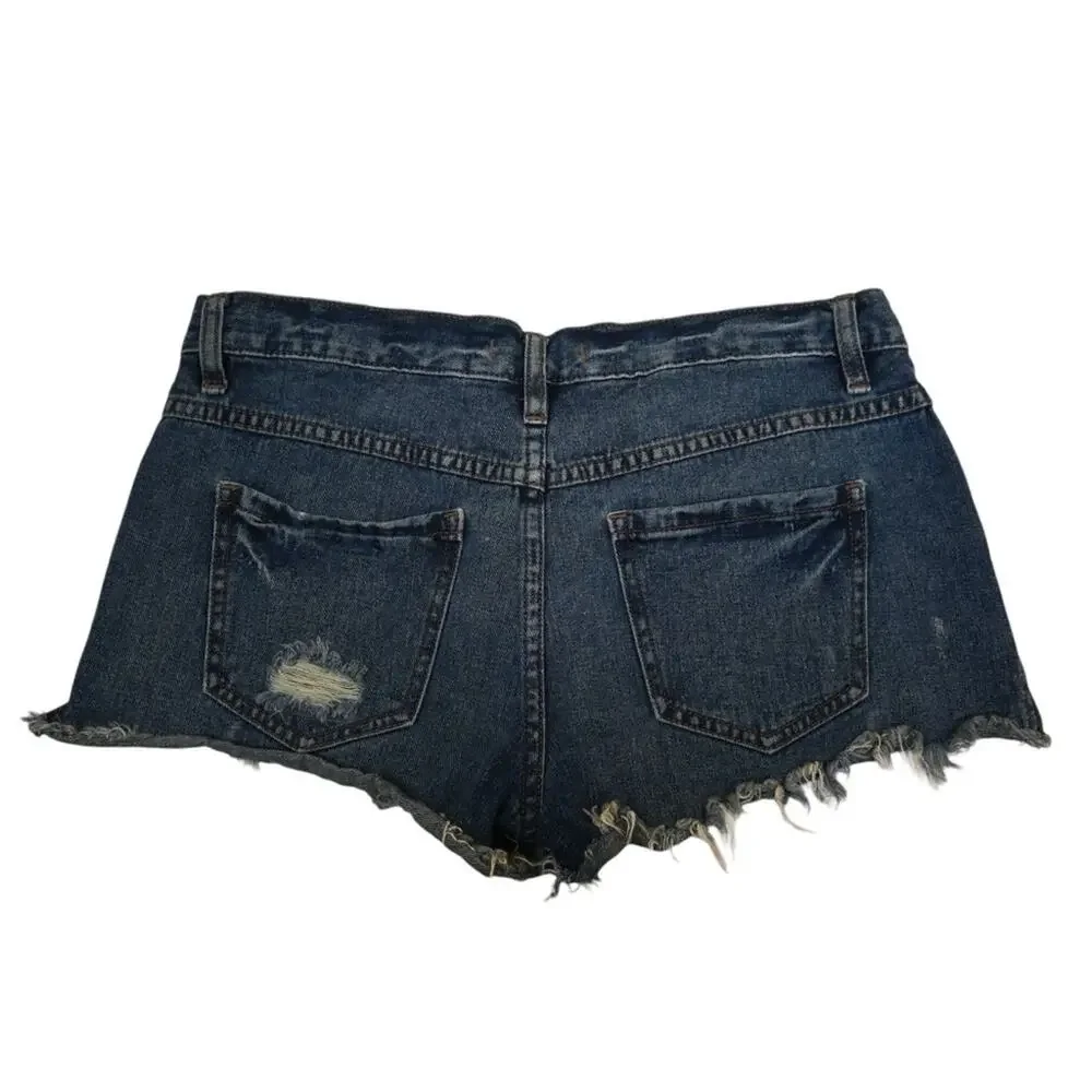 Free People Womens 26 Exposed Button Fly Cutoff Denim Jean Shorts - Picture 2 of 10